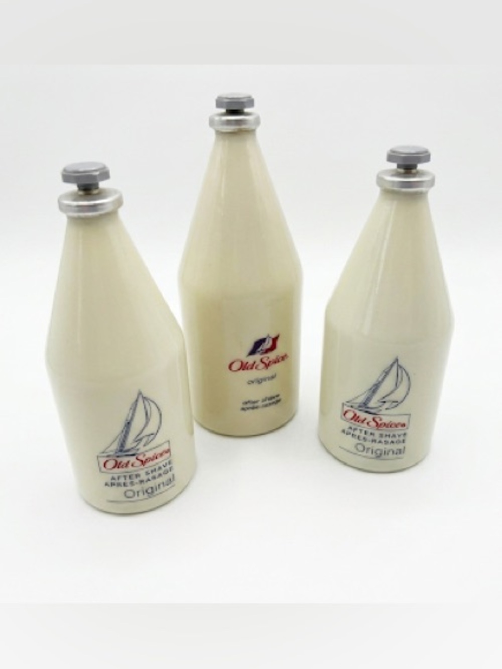 Vintage Old Spice Ship Bottle Lot of 3 — Collectible Glass